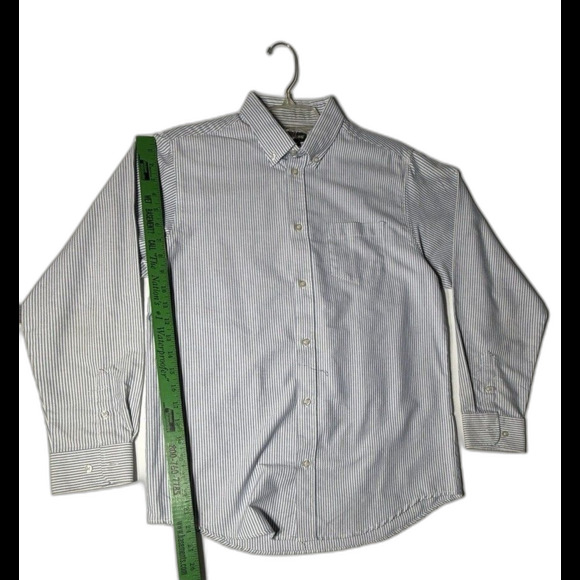 Dockers Dress Shirt Men Size 18 Gray Blue Long Sleeve Striped Cotton Blend - Picture 1 of 4